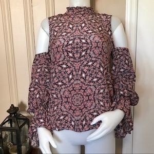 Intermix Cold Shoulder Blouse Large